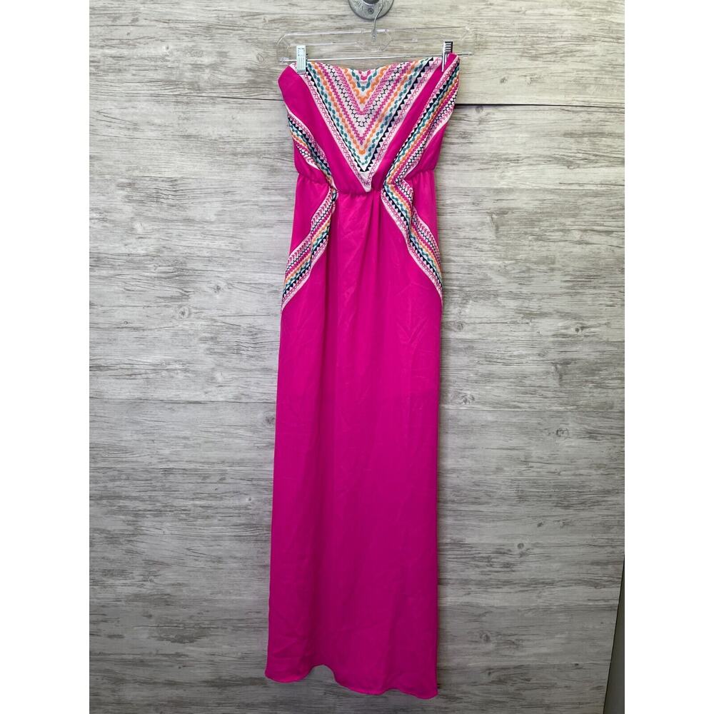 My Michelle Dress Womens XS Pink‎ Strapless Long Maxi Embroidered